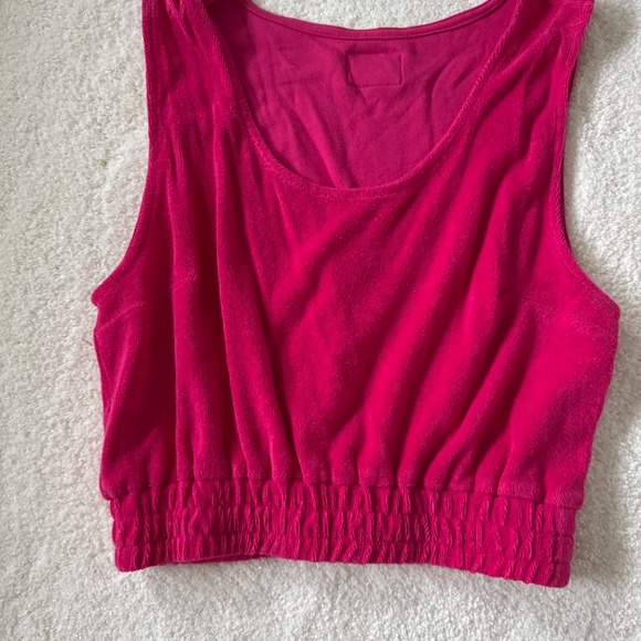 Daily drills SET  Terry crop sleeveless, with pants hot pink size M/L - Picture 3 of 10